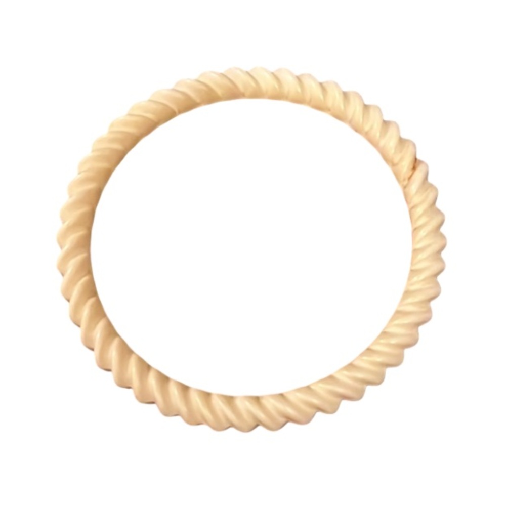 Vintage Mid Century Ivory Molded Celluloid Twist Bangle